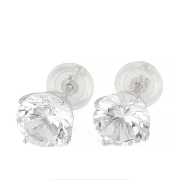 White Lab Created Sapphire 2.40ctw Rhodium Over 10k White Gold Earrings - Picture 2 of 3